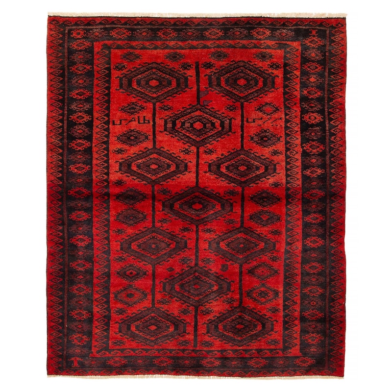 ECARPETGALLERY Hand-knotted Melis Vintage Red Wool Rug - 5'10 x 7'0 - Red - 5'10 x 7'0
