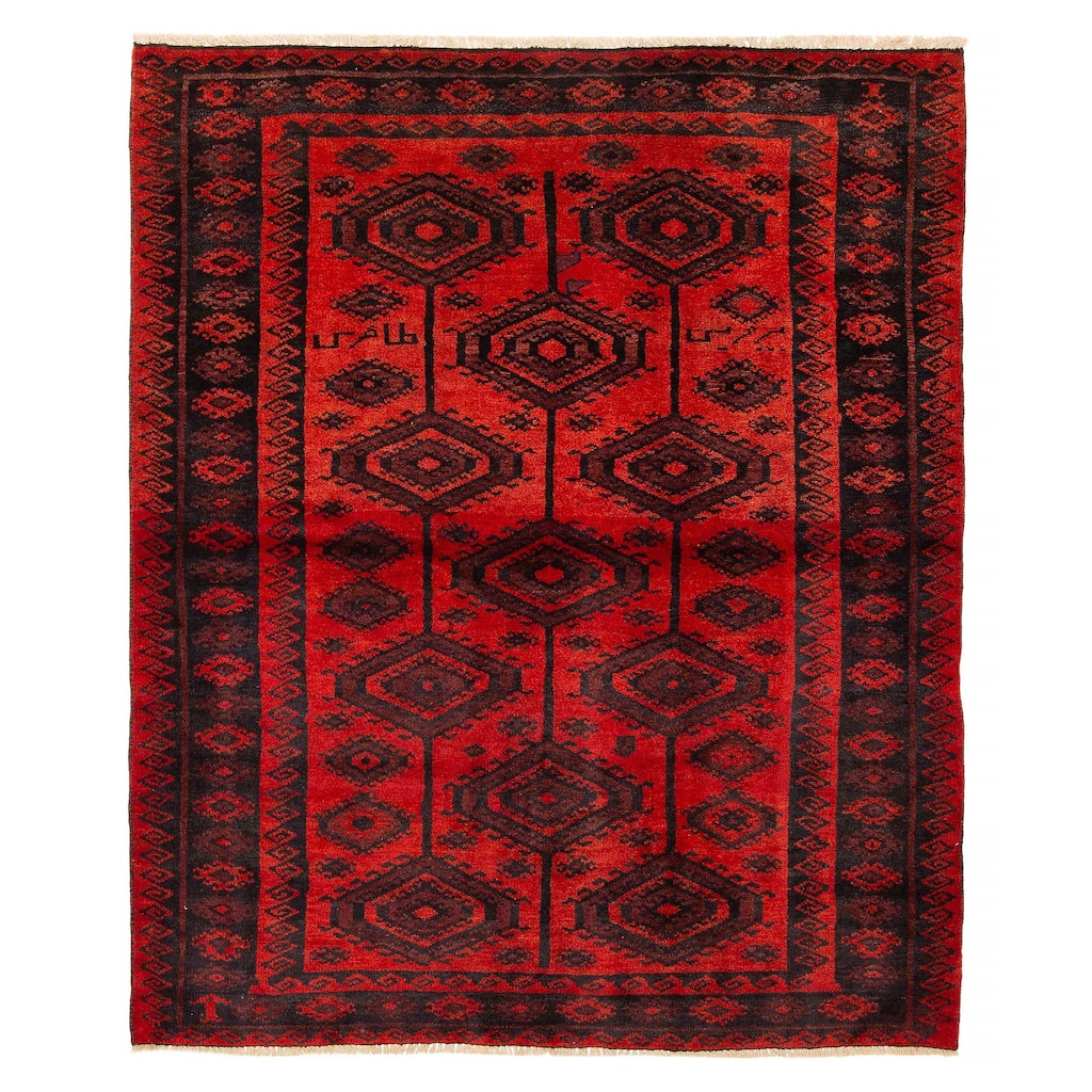 ECARPETGALLERY Hand-knotted Melis Vintage Red Wool Rug - 5'10 x 7'0