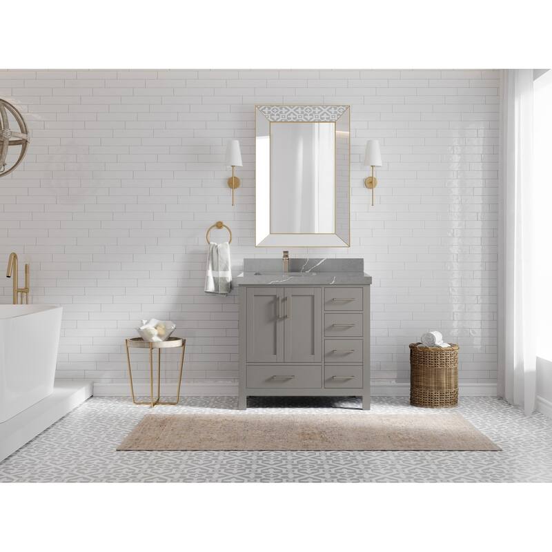 Willow Collections 36 in. W x 22 in. D Malibu Left Offset Sink Bathroom Vanity with Countertop