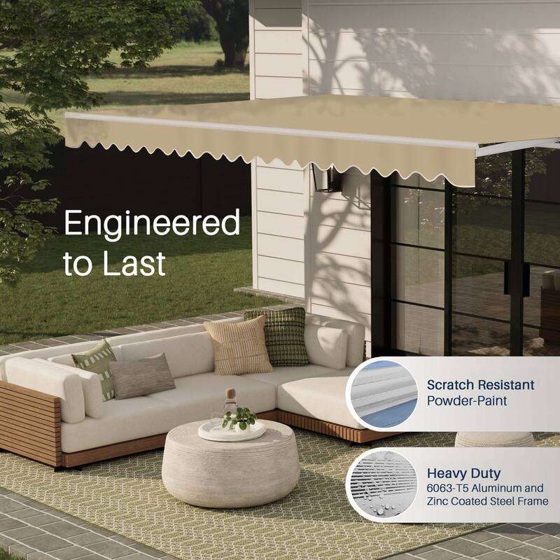 ALEKO Caribbean Motorized Patio Awning - White Frame - Desert Sand - 16 x 10 Feet