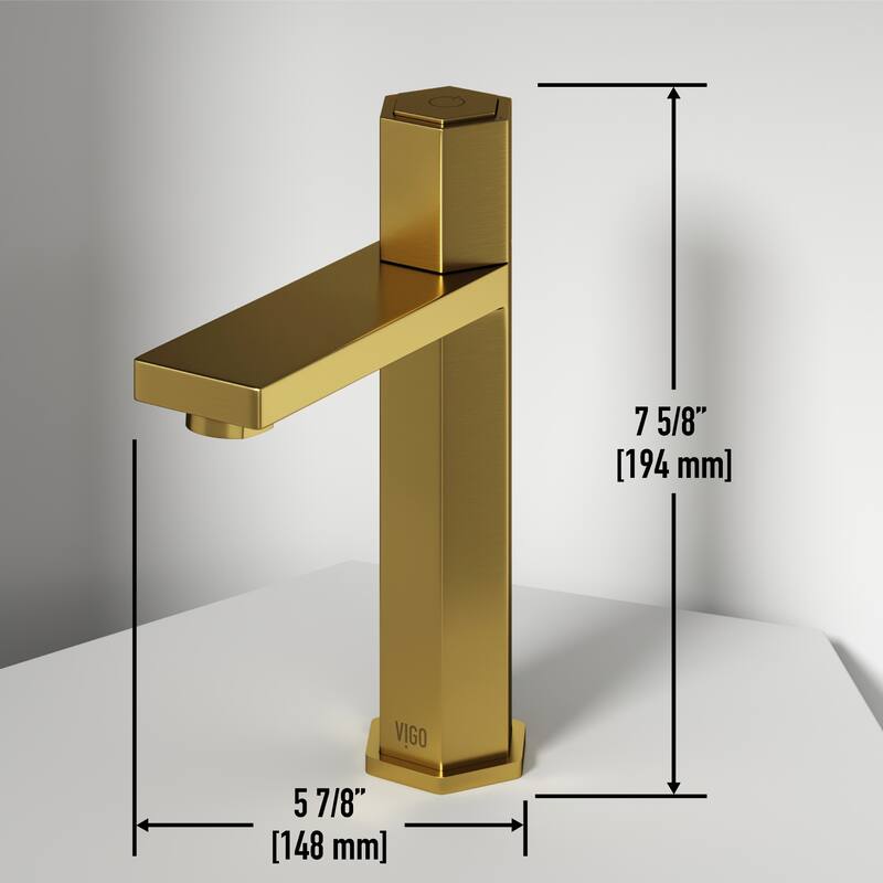 VIGO Nova 8" H Button Operated Single Hole Bathroom Faucet