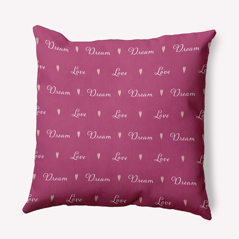 Love Dream Valentines Day Decorative Throw Pillow - 18" x 18" - Pink