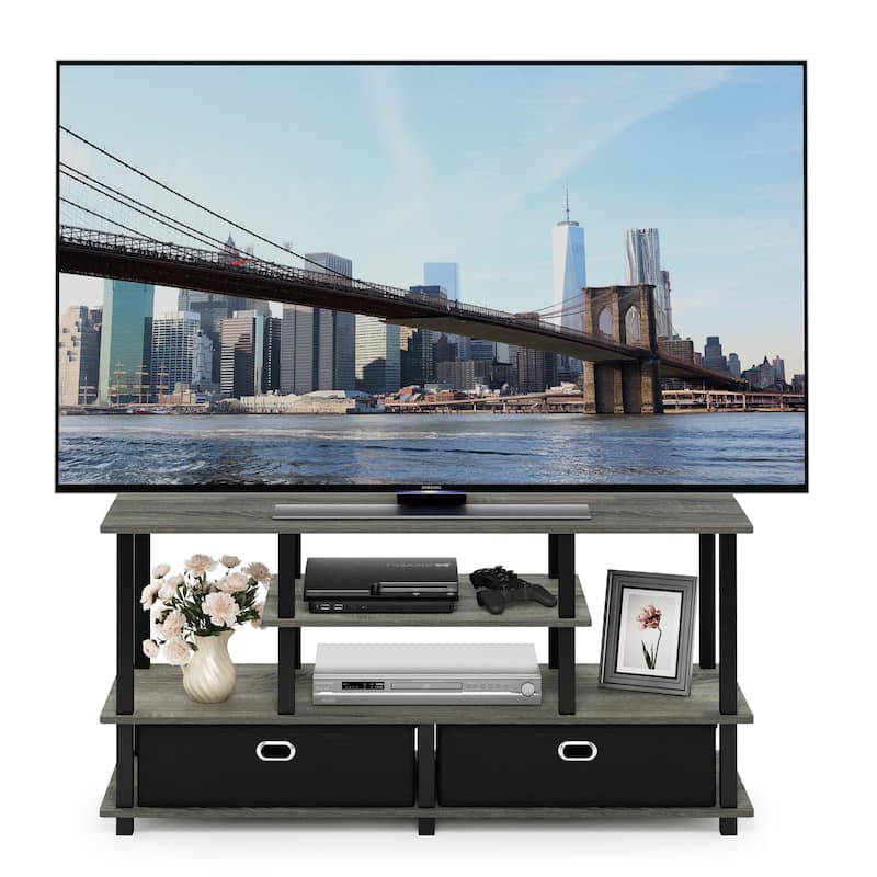 Furinno JAYA Large TV Stand for up to 50-Inch TV with Storage Bin