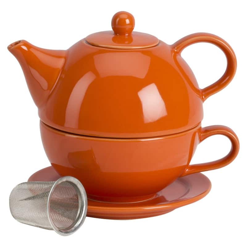 Omniware Teaz Tea for One with Infuser - 6" L x 4" W x 4.5" H - Orange