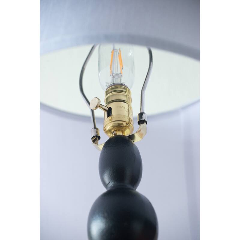 D15x29.5" Black and White Table Lamp with Round Four Tiered Body (Lamp Shade Assembly Required)