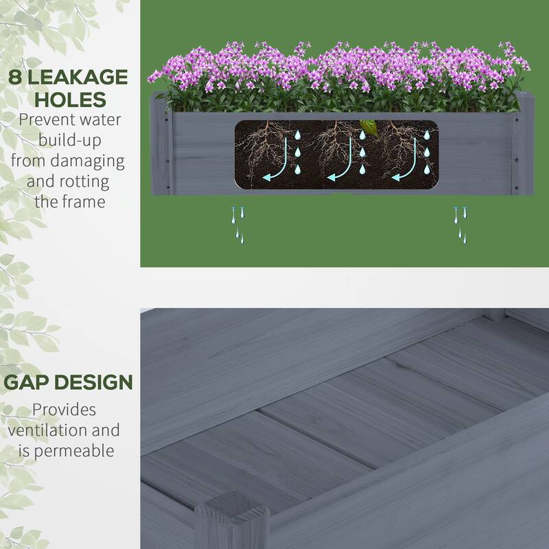Raised Garden Bed Two Tier Planter Drainage Holes for Backyard Patio