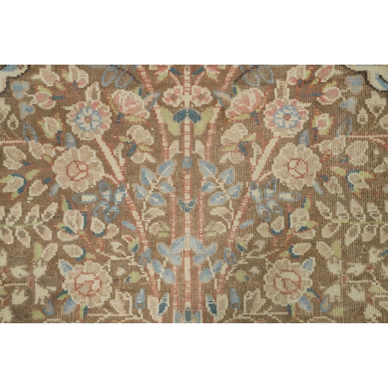 Hand Knotted Oriental 100% Wool Carpet Traditional Floral Brown Kerman Area Rug - 6' 3'' X 3' 8''