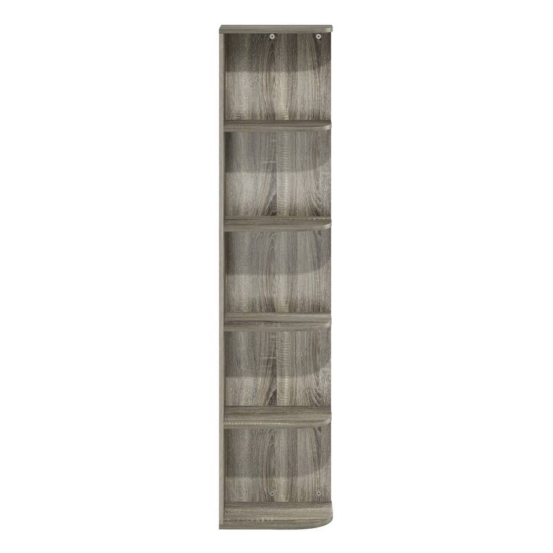 51.73 in. Tall French Oak Grey Wood 5-Shelf Bookcase
