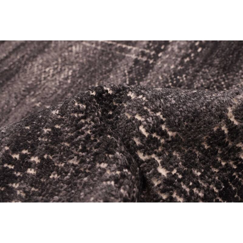 ECARPETGALLERY Hand-knotted Tangier Dark Grey Wool Rug - 5'1 x 8'3