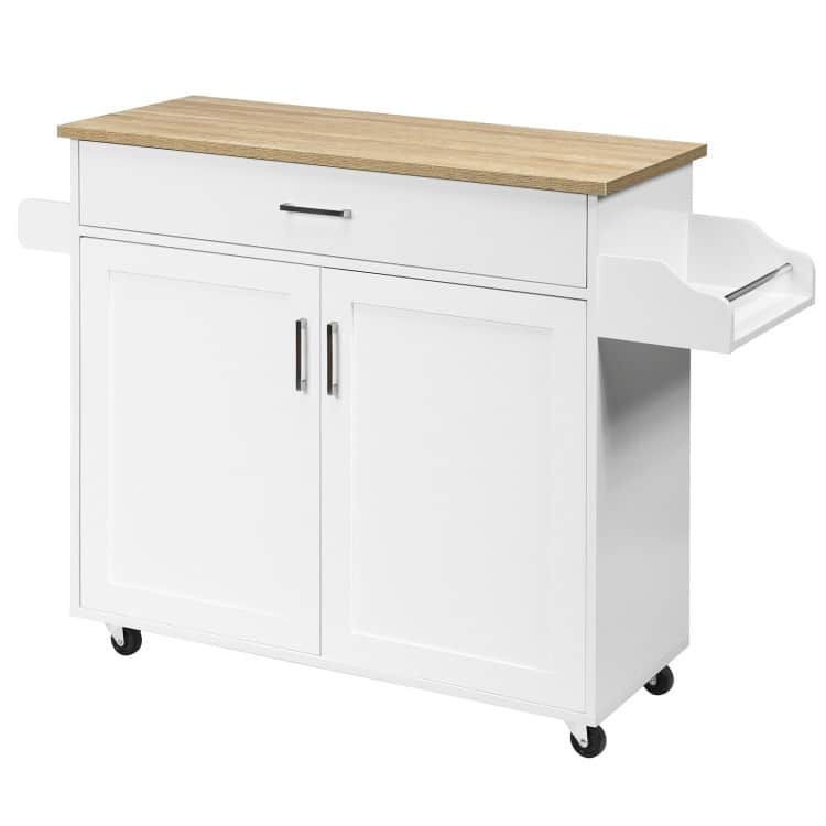 Rolling Kitchen Island Cart with Towel and Spice Rack - 45.5" x 16" x 33.5"(L x W x H)