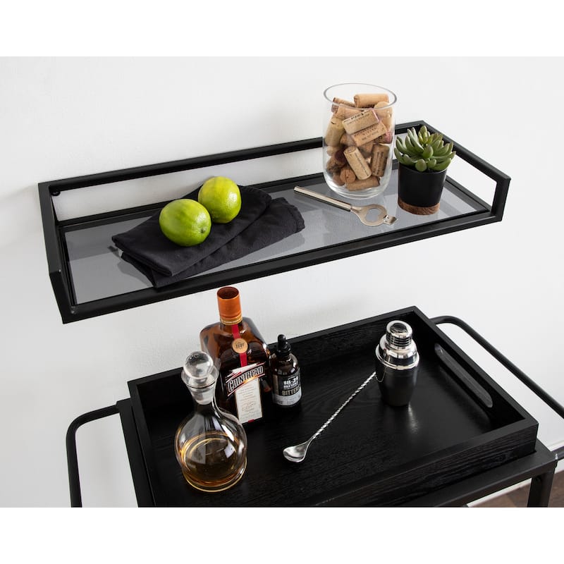 Kate and Laurel Blex Metal and Glass Wall Shelf