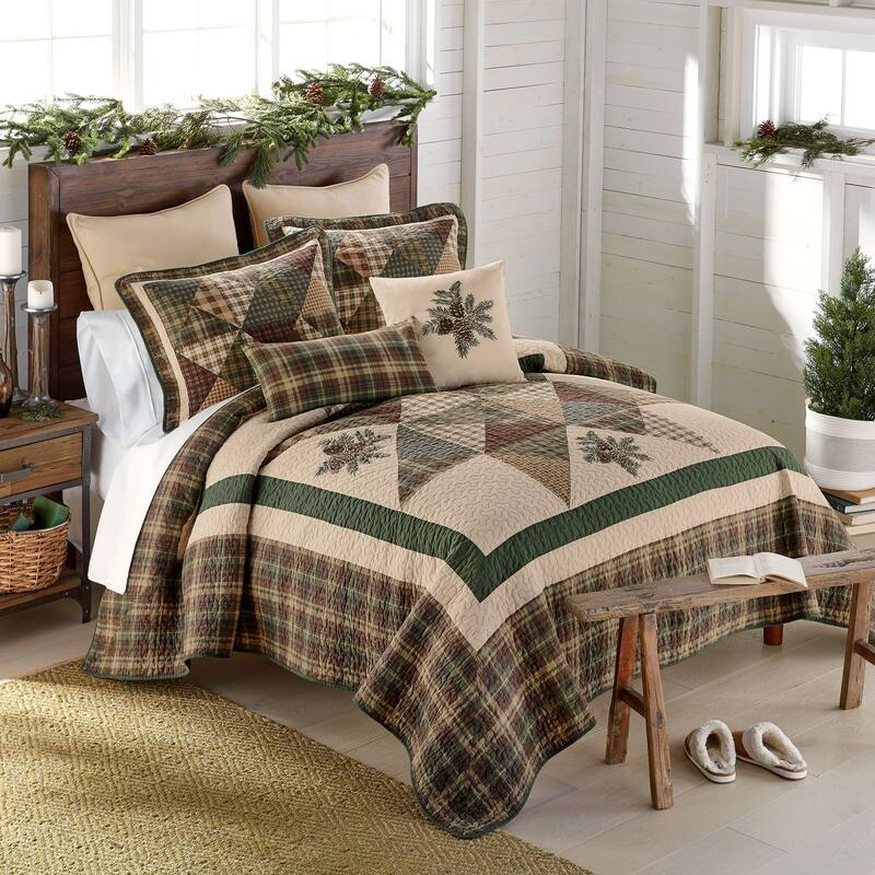 Donna Sharp Pine Star Cotton Pieced 3PC Quilt Set