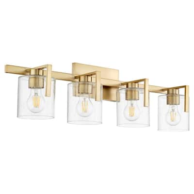 Quorum International Four Light Clear Seeded Glass Vanity Light