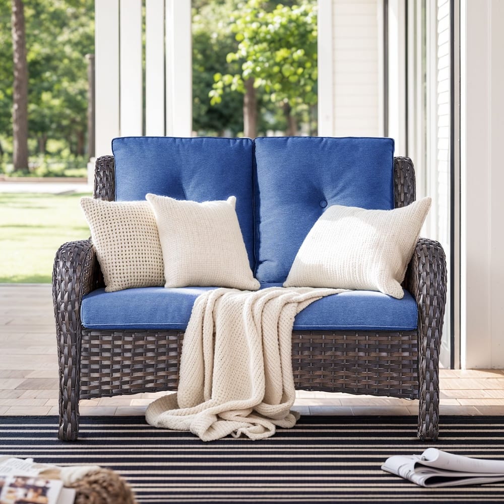 Gymojoy 2-Seat Patio Loveseat, Stylish Outdoor Sofa with Water-Resistant Olefin Cushions