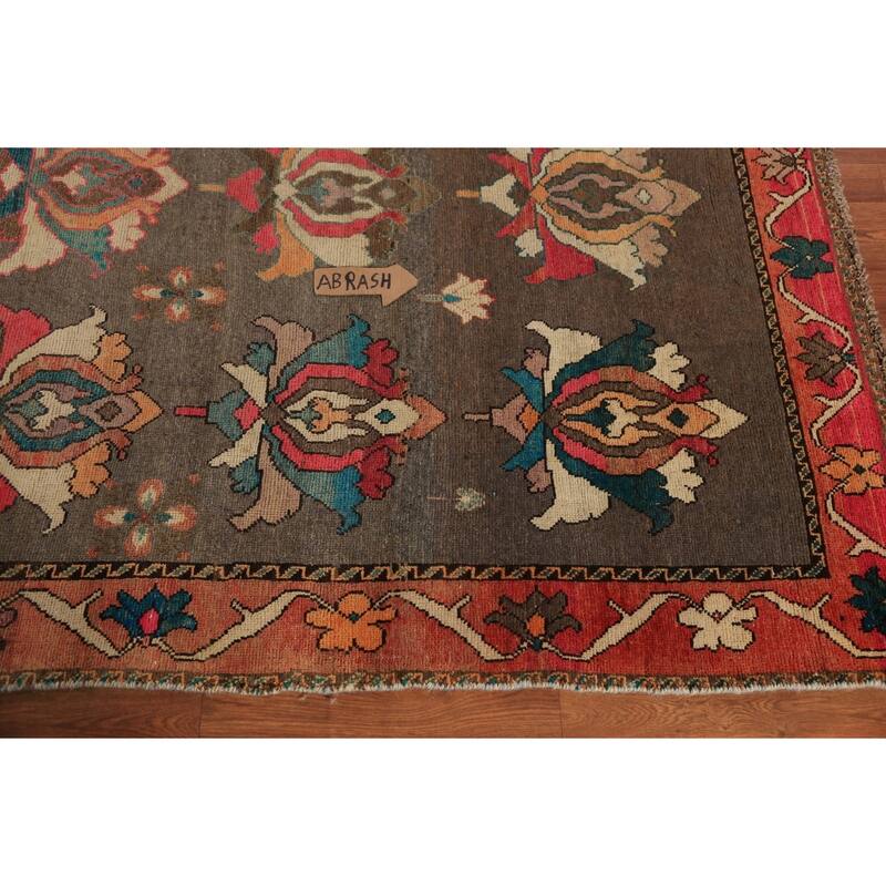 All-Over Brown Floral Gabbeh Persian Area Rug Hand-Knotted Wool Carpet - 5'2"x 9'0"