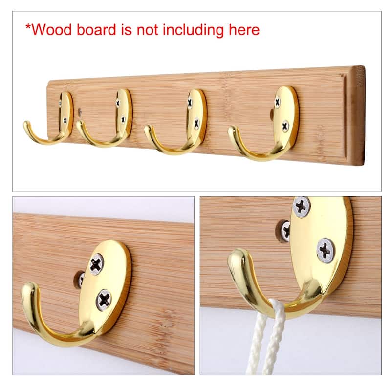8pcs Wall Hooks Zinc Alloy Hook Coat Bag Wall Hanger w Screws - Gold Tone - 1.8"x1"x1.7"(L*W*H)