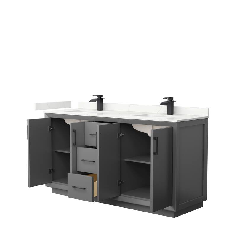 Strada 66-inch Double Vanity, Quartz Top
