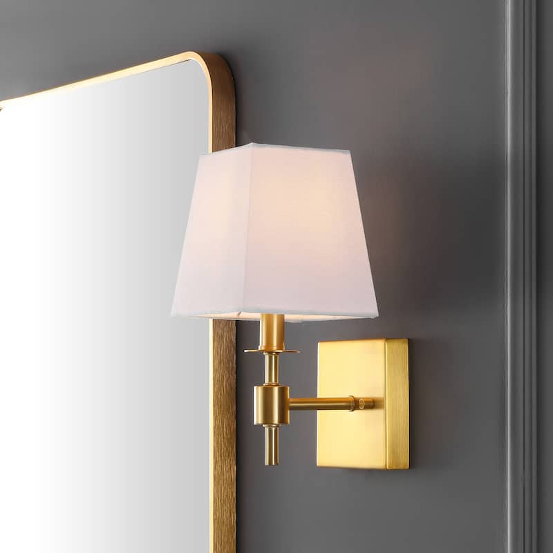 SAFAVIEH Lighting Bara 7-inch Fabric Shade Wall Sconce with Bulbs (Set of 2) - 7.3 In. W x 5.5 In. D x 11.3 In. H - 7Wx6Dx11H