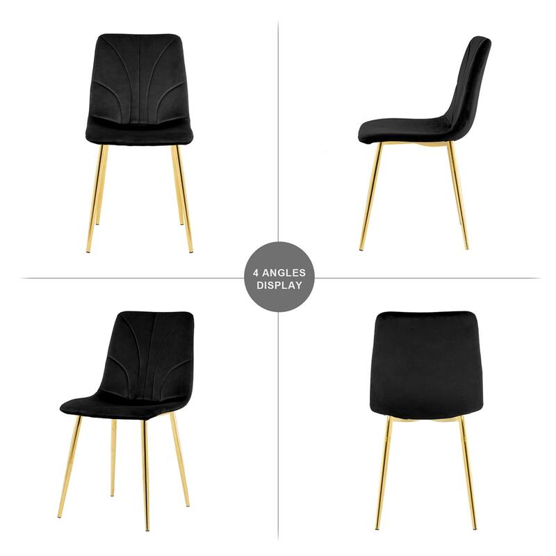 Modern Dining Chair with Gold Metal Legs (Set of 4)