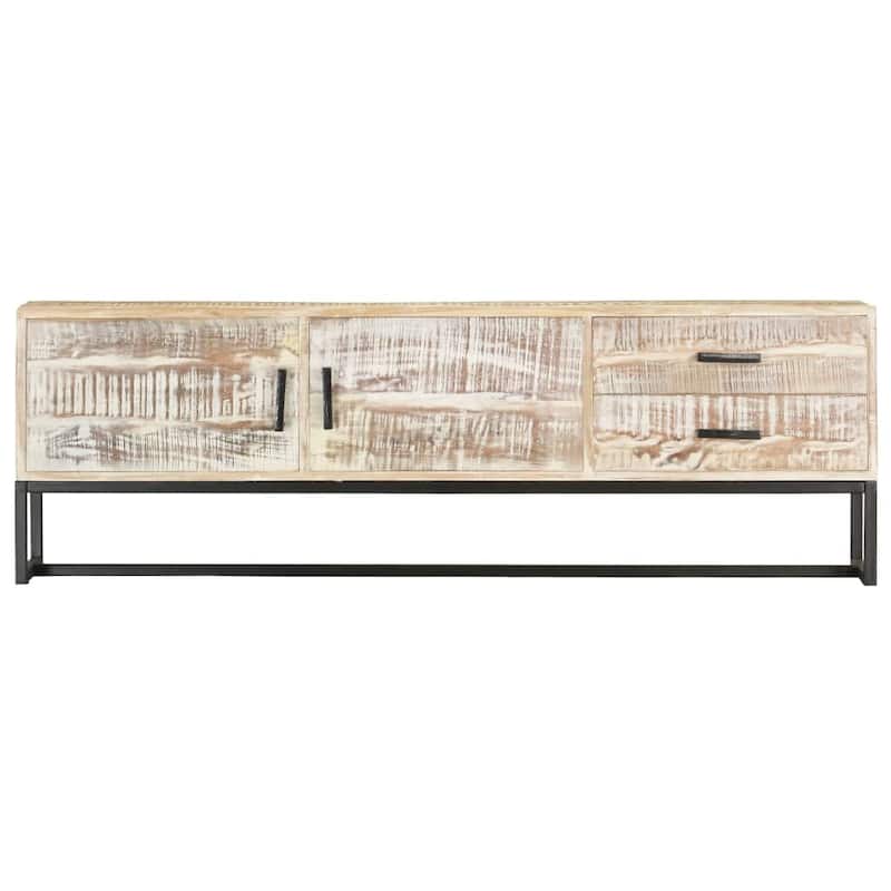 vidaXL TV Stand White 55.1"x11.8"x17.7" Solid Wood Acacia