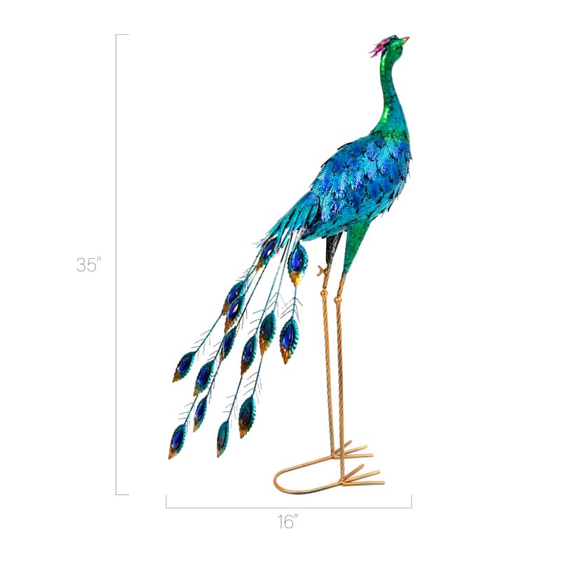 35 in. Metal Peacock Figurine