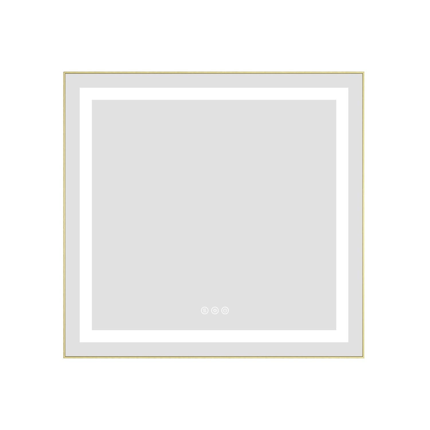 30 x 28 Inch LED Bathroom Mirror with Front and Backlight, Wall Mounted Vanity Mirror with Aluminum Frame, Anti-Fog