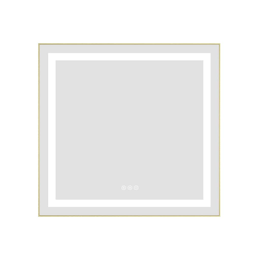 30 x 28 Inch LED Bathroom Mirror with Front and Backlight, Wall Mounted Vanity Mirror with Aluminum Frame, Anti-Fog