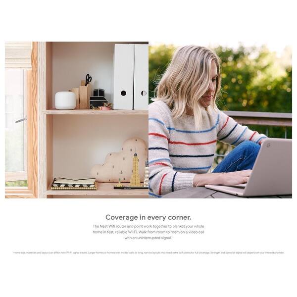 Shop Google Nest Wifi Ac2200 Mesh System Router And Point 2 Pack Snow White Overstock 31513356