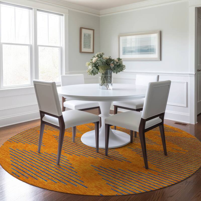 Machine Washable Indoor/ Outdoor Contemporary Geo Chantille Rug