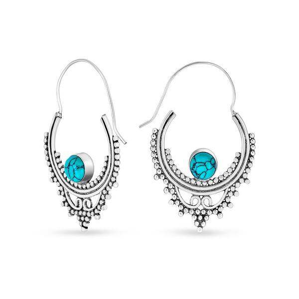 NOVICA Reconstituted Turquoise .925 Sterling Silver Stud Earrings Magical Blue 