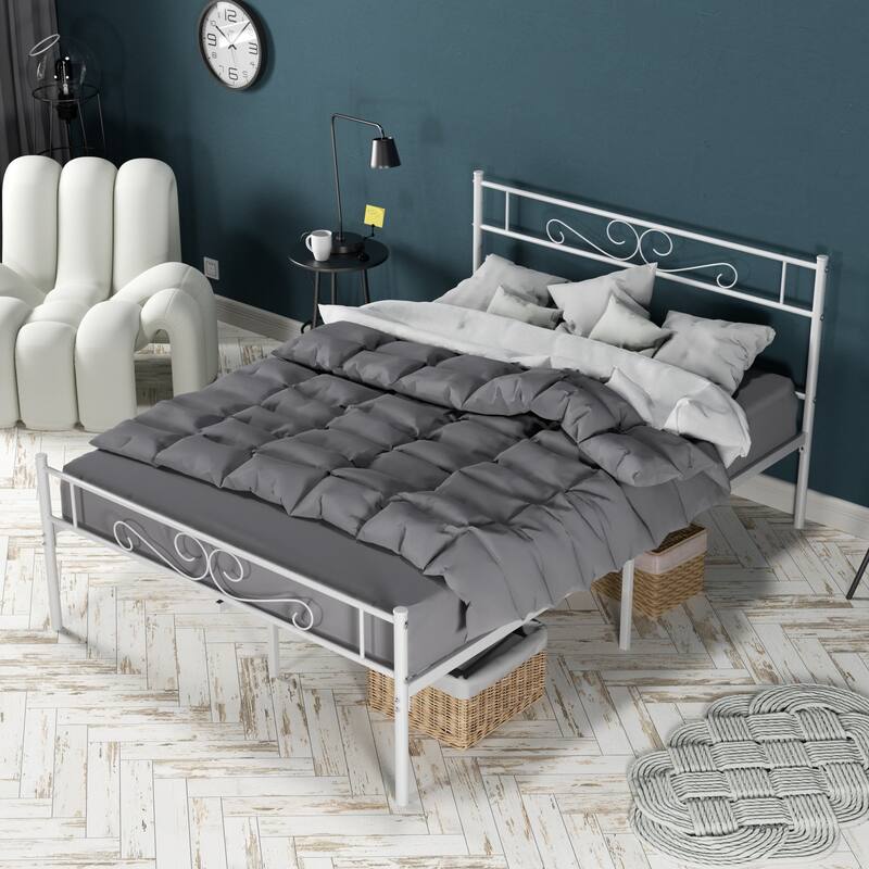 Javlergo Modern Metal Platform Bed Frame with Headboard and Footboard