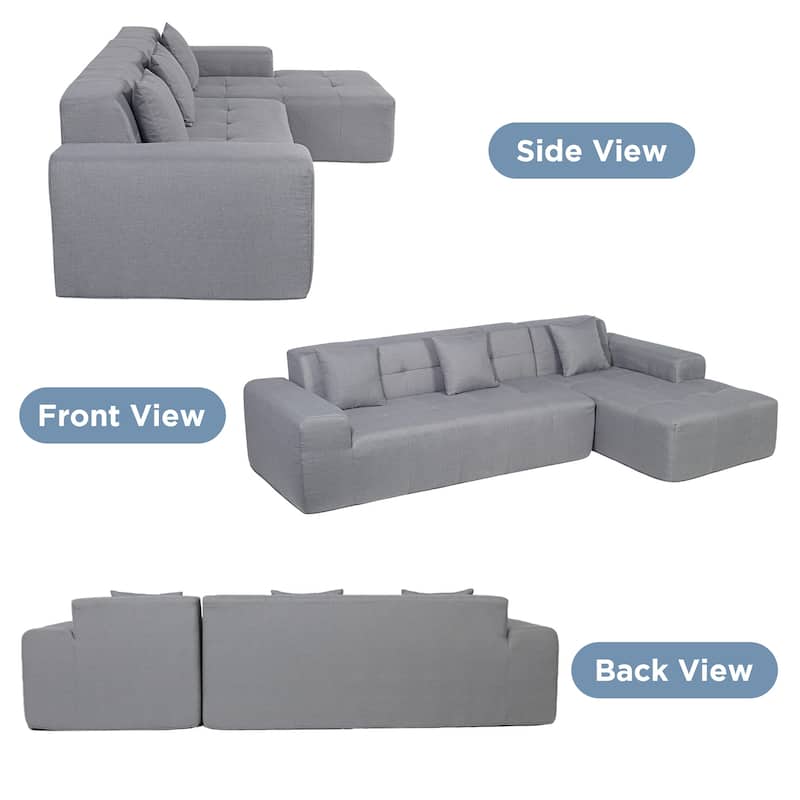 Outdoor Modern Sectional Sofa with L-Shape Chaise, Minimalist Modular Couch, No Assembly Required