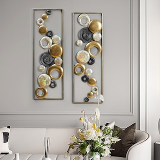 Set of 2 Modern Multi-Color Abstract Metal Wall Decor Panels