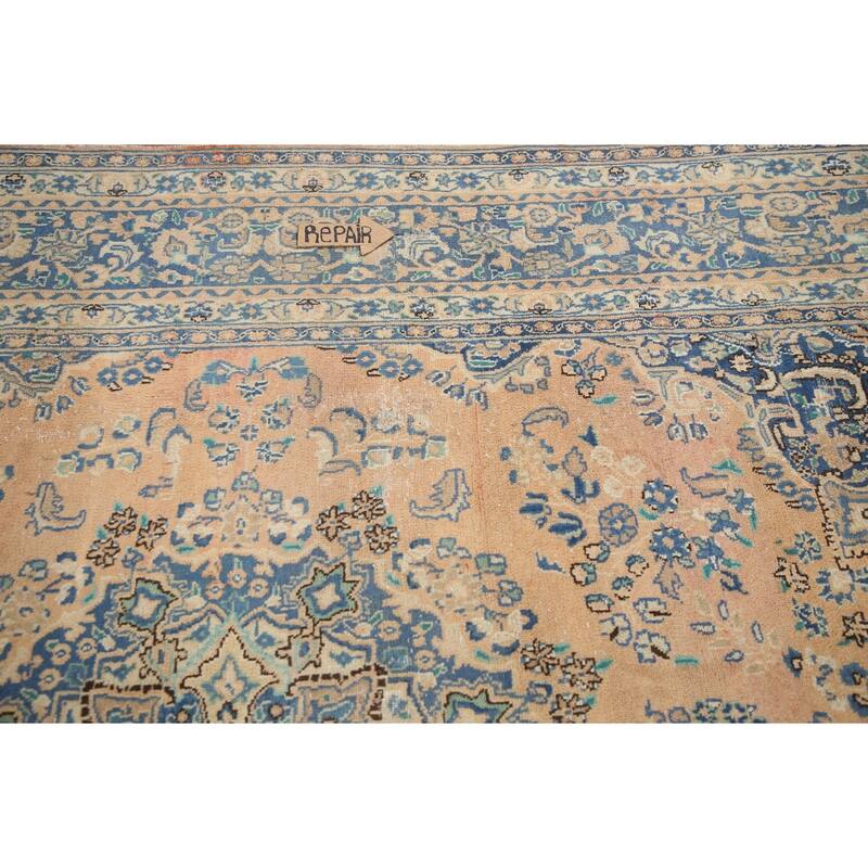 Hand Knotted Oriental 100% Wool Carpet Traditional Medallion Peach Mashad Area Rug - 11' 0'' X 7' 11''
