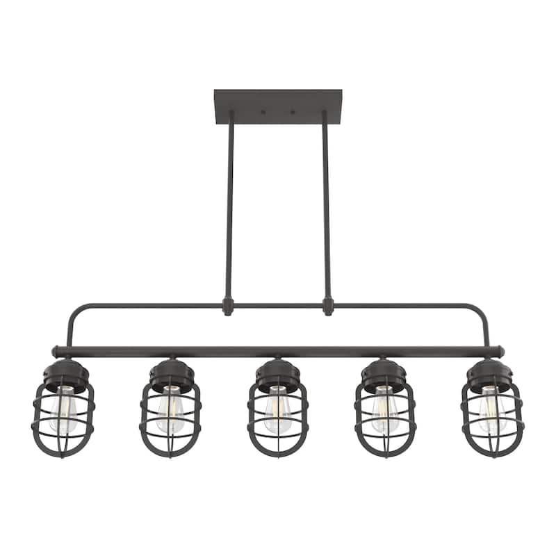 Hunter Starklake 5-Light Linear Chandelier - Kitchen Island, Dining Room - Industrial - Modern Farmhouse, Cage Design