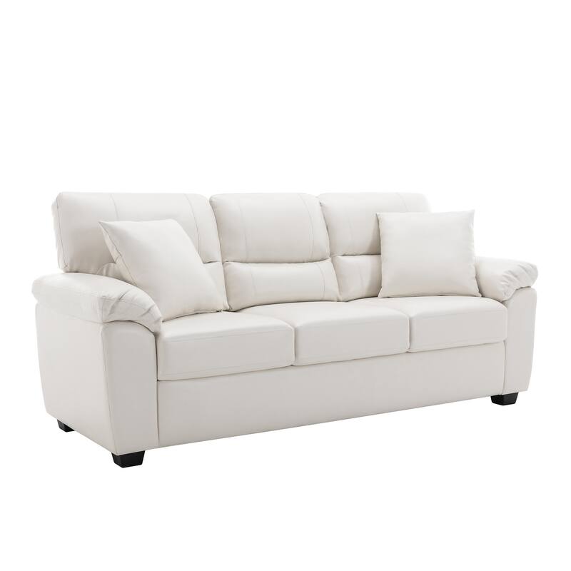 Upholstered Living Room Set, 3 Pieces - Faux Leather Loveseat, Sofa with Ottoman