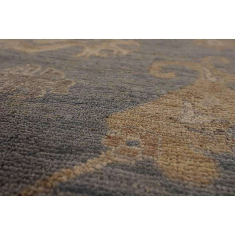 Gray Vegetable Dye Oushak Turkish Area Rug Hand-Knotted Wool Carpet - 8'9"x 11'9"