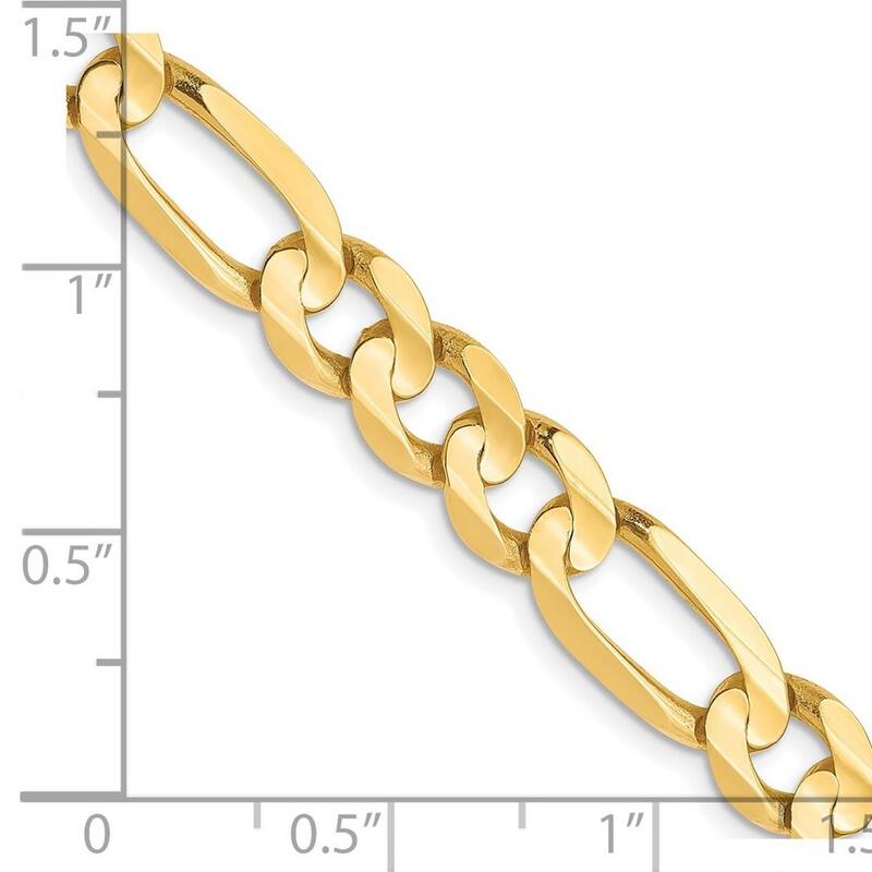 Curata 10k Gold 6.75mm Concave Figaro Chain Bracelet