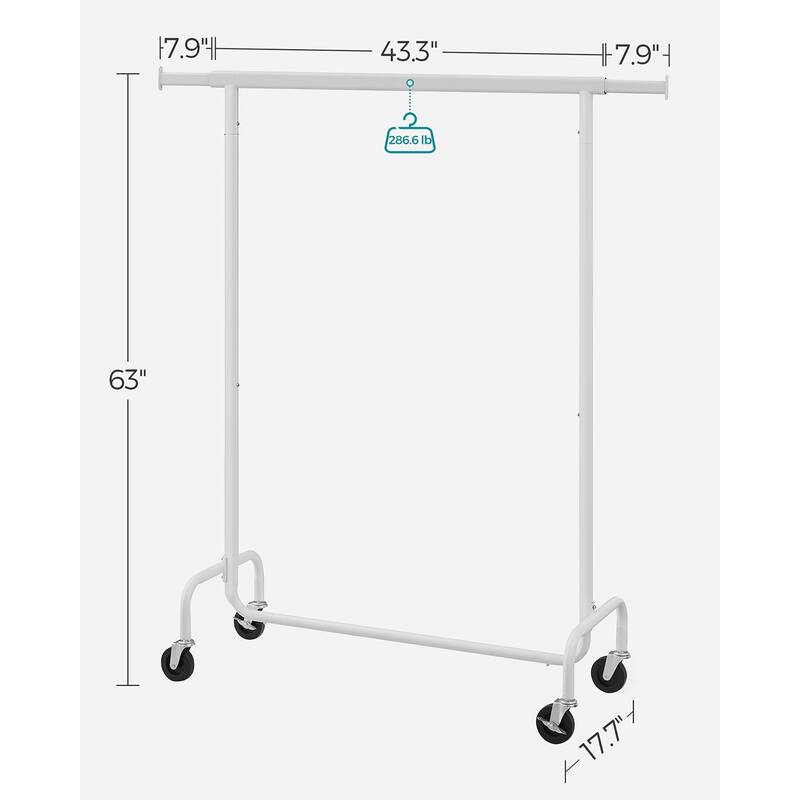 Rolling Clothes Rack with Sturdy Steel Tubes and Extra Load Capacity 2 Lockable Casters - 43.3" x 17.7" x 63"