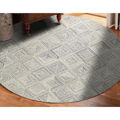 Hand-tufted Wool MULTY GREY Transitional Geometric Modern Tufted Rug - 6' x 6'