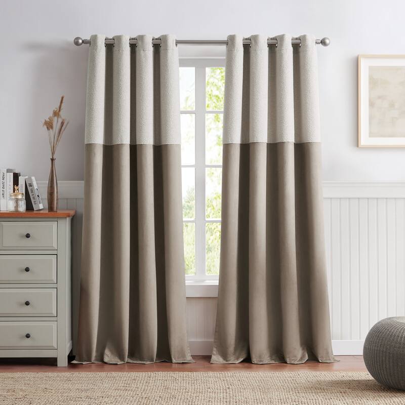 G.H. Bass & Co. Canyon Sherpa Curtain Panel Pair - 84 Inches - Oatmeal