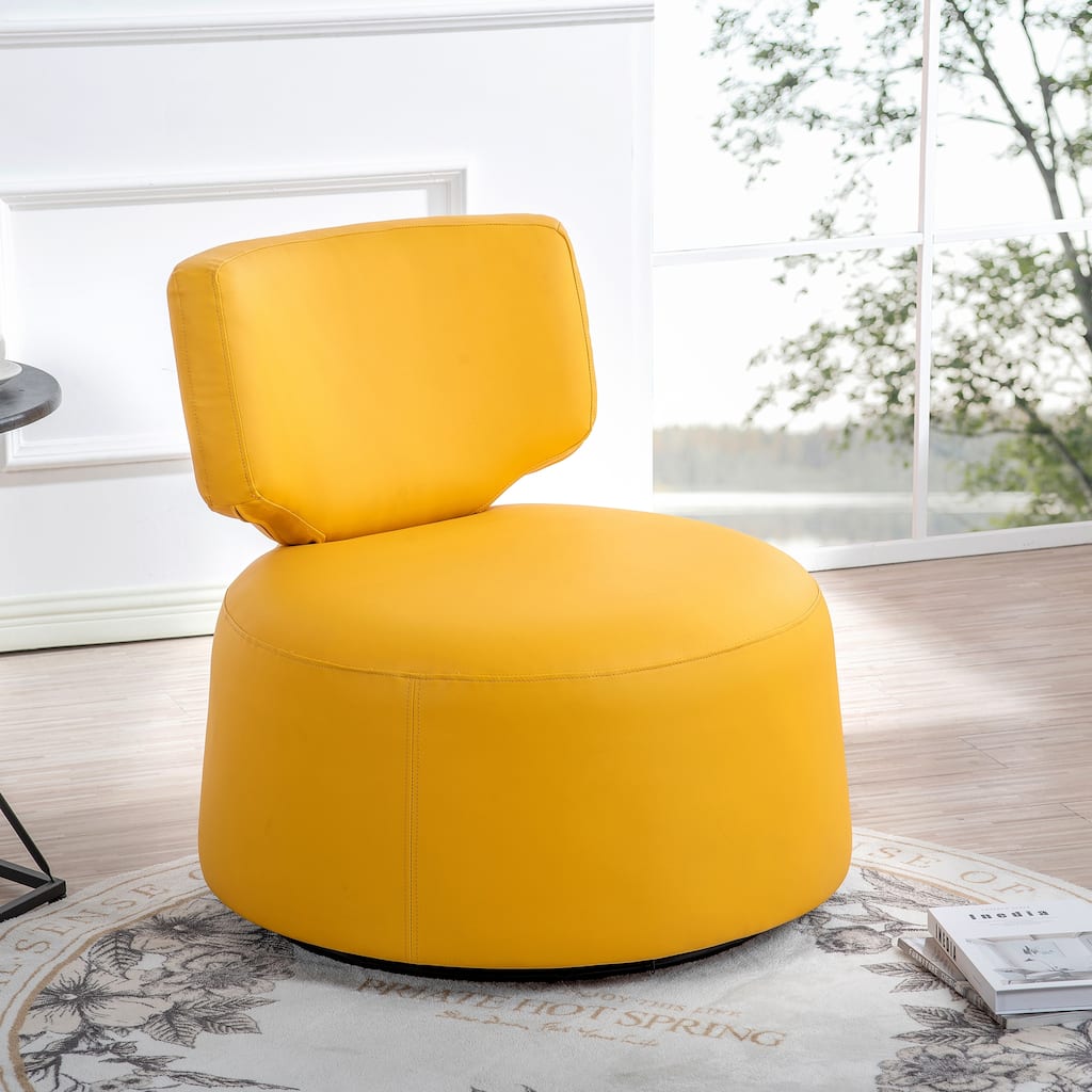 Yellow 29.13" 360° Swivel Accent Chair with Solid Wood Frame