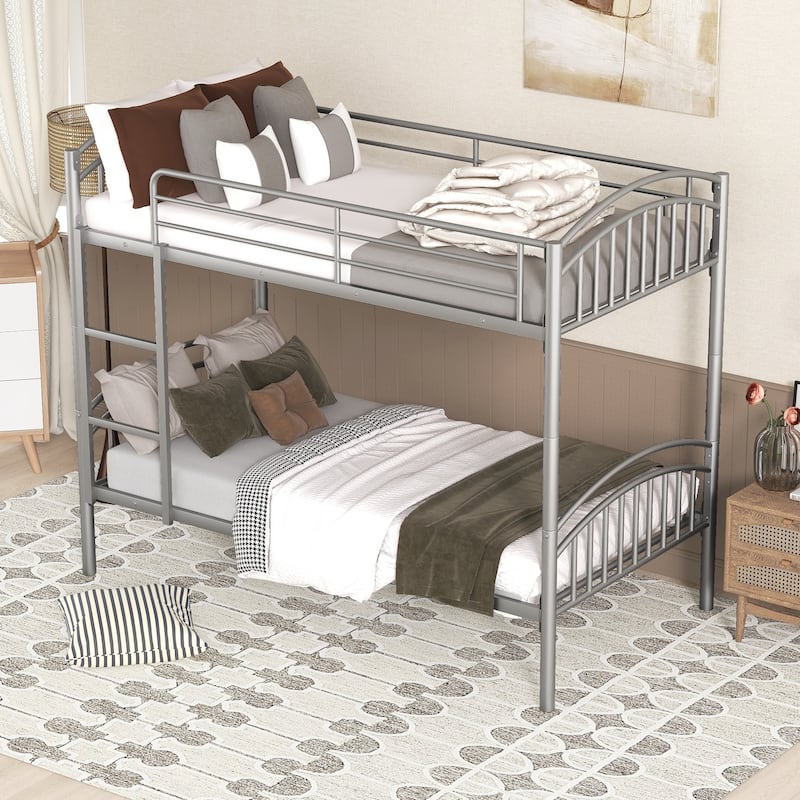Twin Over Twin Metal Bunk Bed, Divided into Two Beds Sturdy Steel