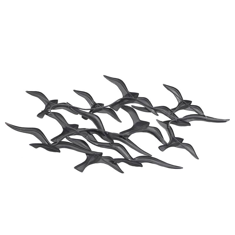 Metal Bird Flying Flock Of Home Wall Decor - White - Roche River Decor