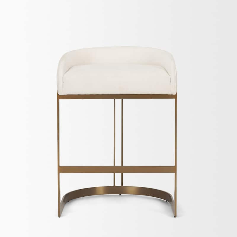 Hollyfield II Cream Fabric Seat W/ Gold Metal Base Counter Stool