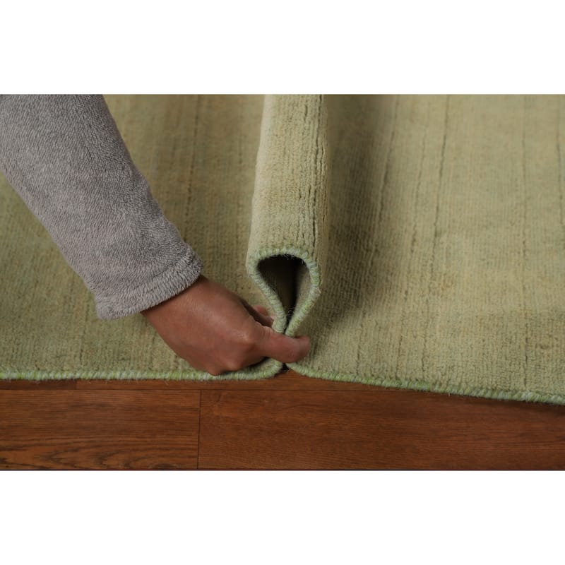 Gabbeh Modern Foyer Rug Handmade Green Accent Wool Carpet - 2'8"x 4'1"