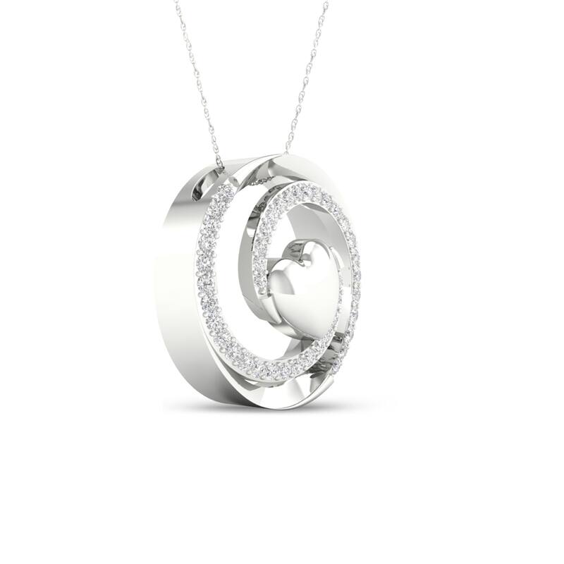 1/8ct TDW Diamond Swirl Heart Pendant in Silver for Women