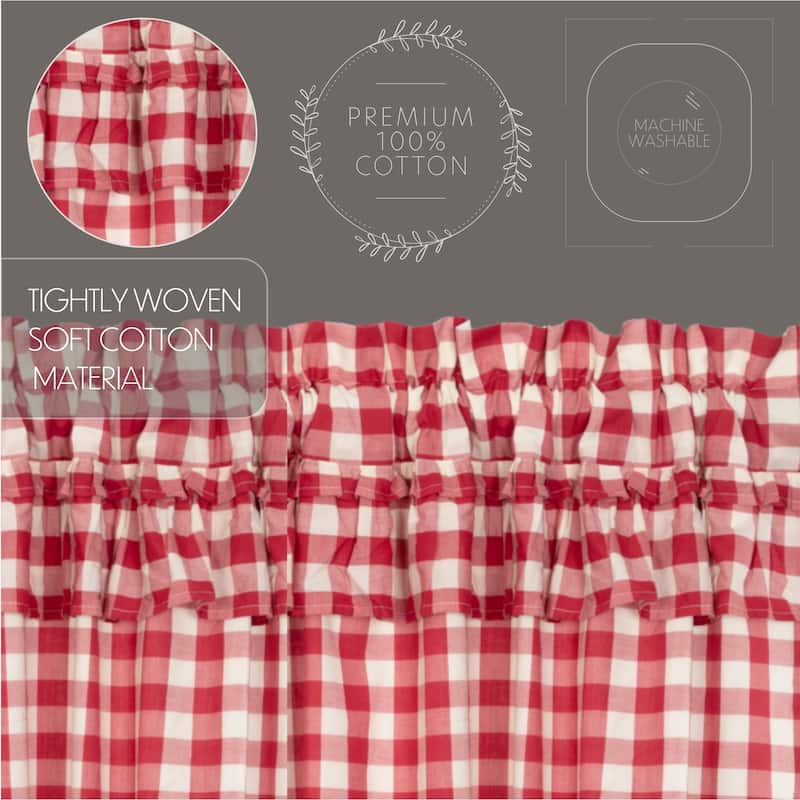 Annie Buffalo Check Ruffled Long Prairie Panel Set - Prairie Panel 84x36 - Prairie Panel 84x36