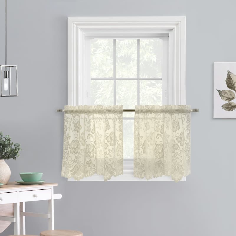 Limoges Embroidered Lace Rod Pocket Curtains Valances Swags and Tiers