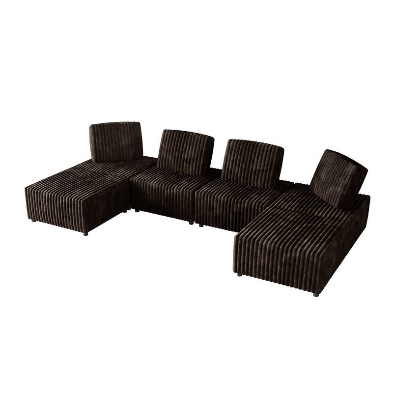 CraftPorch Luxurious Velvet Upholstered 6 Pieces Modular Set - Brown - 6 Piece
